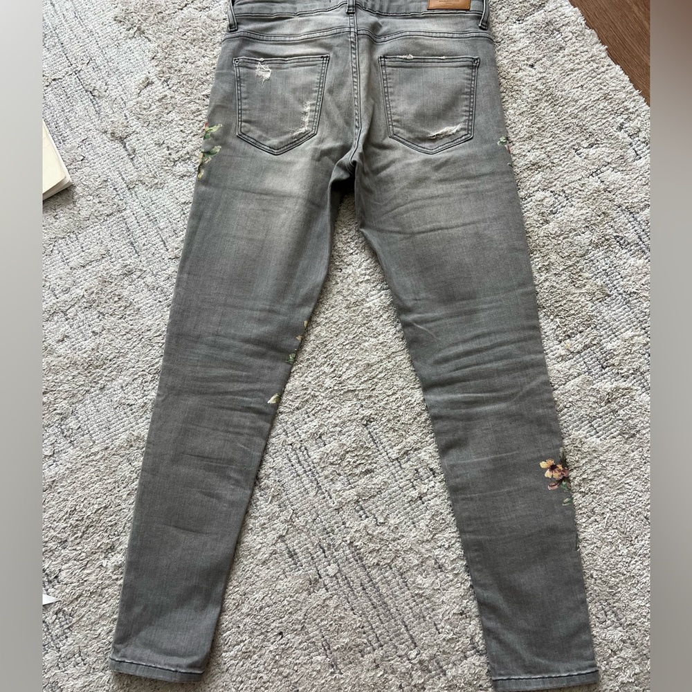 🌸🌸Zara Basic| Floral Gray Skinny Jeans Size 6USA - Picture 6 of 11